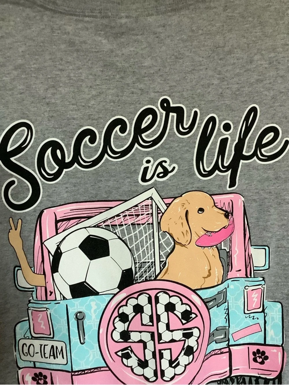 Simply Southern Gray Short Sleeve Tee with Soccer Graphic - Picture 5 of 8